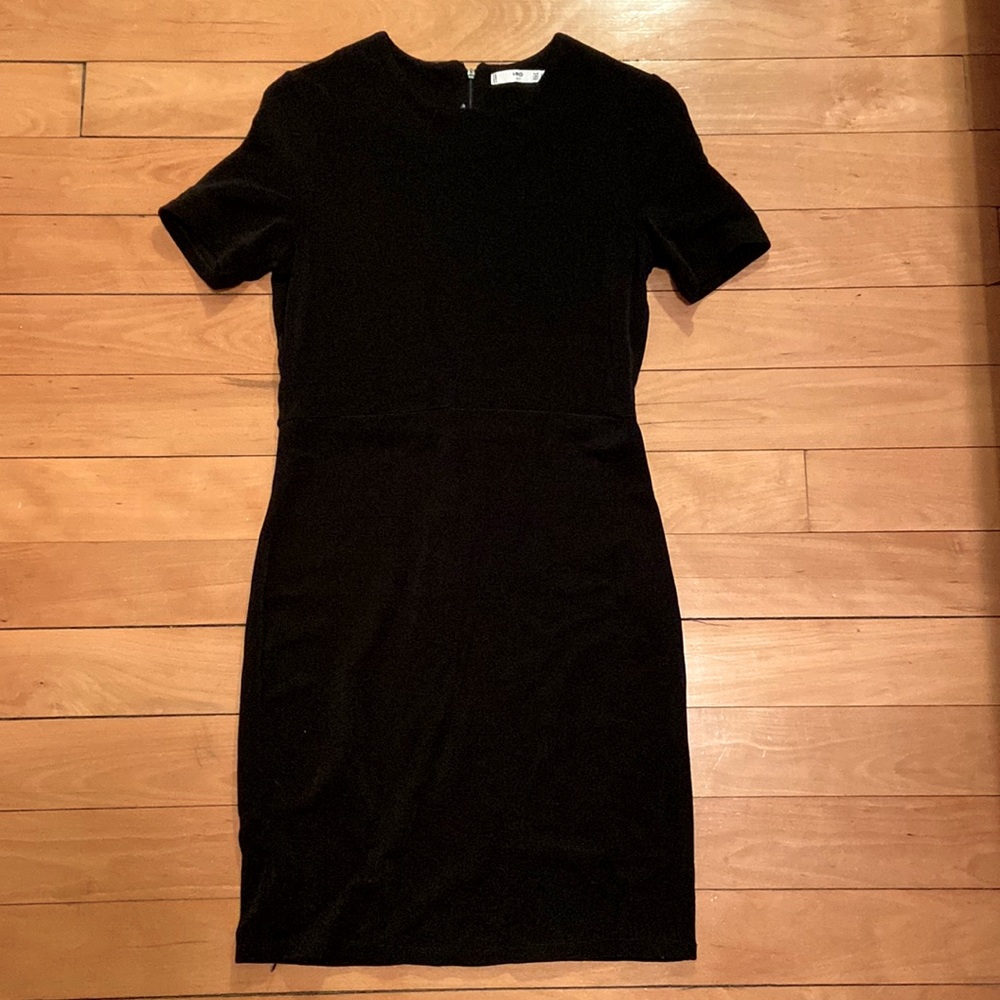 Mango Black Rib Fitted Dress